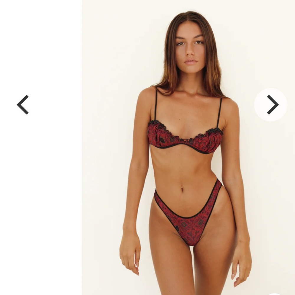 Guayaba patio top 
And loyisa patio bottoms 
Thaikila red swimsuit